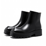 Paksutallalised naiste saapad Luksuslik disainer Ruudukujulise ninaga Pehmest nahast Chelsea saapad Moetrend Naiste kingad T&auml;nav K&otilde;rge pealmine osa 35 must