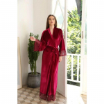 Pikad sametist hommikumantlid pitsmantliga Naiste pruudi pruutneitsi kimono hommikumantlipidu Pehme daami pulmar&otilde;ivad, soe sametist hommikumantel Plus size