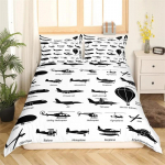 Lennukite tekikate Lennukid, mis v&otilde;itlevad &otilde;hulennunduses Lennujaama helikopterid ja reaktiivlennukid Multifilmi stiilis tuba, kaunistus poistele t&uuml;drukutele kingitus 140x210cm 2pcs