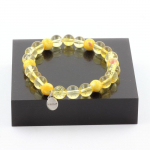 Pierres et Min&eacute;raux. Bracelet Perles Citrine + Jaspe jaune violet 8 mm. Fabriqu&eacute; en France.