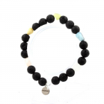 Pierres et Min&eacute;raux. Bracelet B&eacute;ryl Morganite du Br&eacute;sil + Perles Lave 8 mm. Fabriqu&eacute; en France. roosa