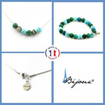 Pierres et Min&eacute;raux. Parure Bracelet Collier perles Chrysocolle de Namibie + Howlite Taille personnalisable.