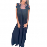 Naiste kleit 3D roosikaunistusega &otilde;larihmadega varrukateta plisseeritud libisev kleit lahtise v&auml;rviga seljata maksikleit rannapidude kohtinguteks L valge