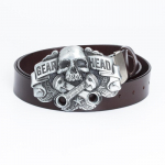 Nahast sileda pandlaga rihma l&uuml;li Rauast klambriplaadist pannal t&auml;isnahast rihma tarvikud Punk Rock Bondage Belt 90cm