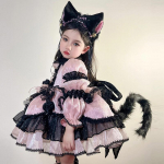 T&uuml;drukute Luna Kass Printsessi Lolita Kleit - Armas Halloweeni Cosplay Kost&uuml;&uuml;m Black and Pink Dress