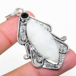 Rainbow Moonstone, Spinel 925 Sterling Silver Jewelry Pendant 2.44 y9e12