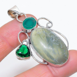 Nephrite, Diopside Handmade 925 Sterling Silver Jewelry Pendant 2.29 p5n80