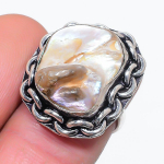 Natural Biwa Pearl Gemstone 925 Sterling Silver Jewelry Ring Size 6.5 b8o05