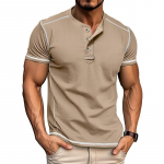 Meeste l&uuml;hikeste varrukatega Henley s&auml;rgid Suvine n&ouml;&ouml;biga T-s&auml;rgid Casual Basic Tee Soild T-s&auml;rgid Pehmed Mugavad topid Klassikaline sportlik Fit T-s&auml;rk meestele XL khaki
