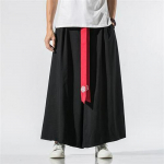 Meeste Retro Hanfu-stiilis linasest-puuvillasest Zen-munga p&uuml;ksseelik M must