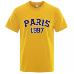 Pariis 1997 T&auml;nav Linn Kirjaga T-s&auml;rgid Meestele Hingavad Suvised Disainer Luksuslikud T-s&auml;rgid Puuvillased Lahtised Tees&auml;rgid Riided S