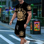 3D digitaaltr&uuml;kk meeste mood l&uuml;hikeste varrukatega l&uuml;hikeste p&uuml;kste komplekt v&auml;li t&auml;nav meeste spordip&uuml;ksid suvine igap&auml;evane vabaaja meeste T-s&auml;rk S