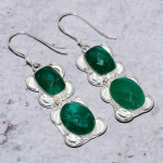 Emerald(Simulated) Gemstone Handmade 925 Sterling Silver Earring 2.29 n3w04