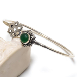 Emerald(Simulated) Gemstone Handmade Christmas Gift Cuff Bracelet Adj. f7y72