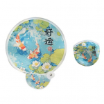 Multifilmi mustriga helkur kokkupandav lehvik kaasaskantav kerge kokkupandav lehvik kala oranž panda mustriga k&auml;si-lehvik A