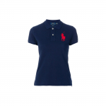 Polo Ralph Lauren SS22 Soonikkoes krae Vertikaalne n&ouml;&ouml;p Slim Fit L&uuml;hikeste varrukatega polos&auml;rk Naiste topid Tumesinine 211505656-002 XS