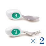 ※2 KOMPLEKTIS※　doddl v&auml;ikelapse lusika ja kahvli s&ouml;&ouml;giriistade komplekt (AquaGreen)