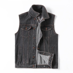 Meeste suuruses teksist vest Moodne tasku-kargo varrukateta meeste vest K&otilde;ik sobiv vest-jakk 7XL must