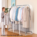 Transparent Plastic Coat Rack Dust Cover for Hanging Clothes Storage Side 50 Height 180 Width 100cm