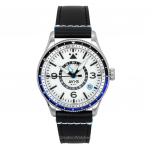 AVI-8 Flyboy Airmaster GMT Nahkrihm Valge sihverplaat Automaatne AV-4128-02 Meeste k&auml;ekell valge
