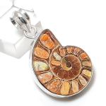 Natural Ammonite Fossil Gemstone 925 Sterling Silver Jewelry Pendant 1.58 b0d60