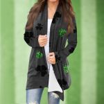 Naiste vabaaja pikkade varrukatega St. Patrick's Day tr&uuml;kitud naiste kardiganist pealismantel XXXL