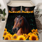 Hobuse aluslina, Loom Hobune Voodilina S&uuml;gava taskuga 30cm, Pehme mikrokiud 3D voodilina padjap&uuml;&uuml;ridega lastele ja t&auml;iskasvanutele 90x200cm