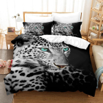 Loomad Leopard Voodipesukomplektid Tekk Voodikate Tekk Tekikott Padjap&uuml;&uuml;r 2-3 Osaline Komplekt Lapsed T&auml;iskasvanud Magamistoa Kaunistus AU Single 140x210cm gray