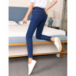 Naiste elastsed k&otilde;rge v&ouml;&ouml;kohaga kitsad teksad Naiste mustad sinised taskuteksad Liibuvad venivad teksap&uuml;ksid L must