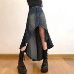 Naiste teksaseelik Y2k 2000ndate riided pikk seelik Harajuku Korea 90ndate mood vintage gradient A-l&otilde;ikeline teksaseelik grunge riided XL