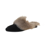 Moodsad lihtsad slip-on kingad Outwear Naistele Soojad kingad Mules Looduslik seemisnahk Korterid naistele SussidMules Naiste karusnahksed korterid Sussid 40 gray