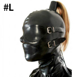 Hobusesaba parukaga lateksist t&auml;iskasvanute unisex peakatte mask eemaldatava silmamaskiga, sobilik peoks, &ouml;&ouml;klubisse, feti&scaron;i rollim&auml;ngudeks L must