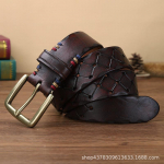 V&ouml;&ouml; meeste korea stiilis retro &otilde;&otilde;nestatud nahast n&ouml;&ouml;pn&otilde;elaga pannal, paks esimene kiht veisenahast trendikas ainulaadne puhtast vasest v&ouml;&ouml; 125cm