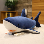 Loov hai nukk pl&uuml;&uuml;sm&auml;nguasi megalodon hai kala nukk m&uuml;&uuml;gikoht kauba hankimiseks rahustamiseks kaltsunukk s&uuml;nnip&auml;evakingitus naine 60cm（0.25kg） sinine