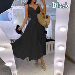 Moodsad kleidid Naiste s&uuml;gava V-kaelusega varrukateta Maxi vabaaja rihmaga Boheemlased kleidid rannar&otilde;ivad XL valge