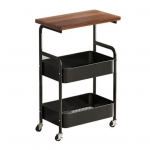 3-korruseline ratastega k&auml;ru Multifunktsionaalne hoiuk&auml;ru K&ouml;&ouml;k Vannituba Elutuba Kontor Voodi k&otilde;rval M&auml;nguasjad Sn&auml;kid Hoiuriiul must