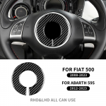 for Fiat 500 Abarth 595 2012 2013 2014 2015 2016 2017 2018   Car Steering Real Soft Carbon Fiber Sticker for Abarth 595 12-23