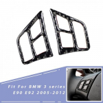 New Carbon Fiber Steering Wheel Button Cover Trim For BMW 3 series E90 E92 05-12