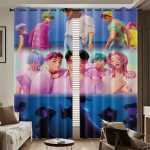 2 tk K-pop Saja Boys tr&uuml;kiga pimendavad kardinad isolatsiooniga ja mitmes suuruses elutoa kaunistamiseks, masinpestavad 140x160&Grommet Top
