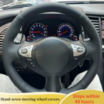 Car Steering Wheel Cover For Infiniti Q70L QX50 Q60 M25L QX56 ized Microfiber Leather DIY Anti-slip Steering Wheel Braid Blue Thread