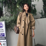 Rev&auml;&auml;rid Naiste Trench Coat Pealismantel Kahekordse rinnaga vabaaja mantel Puhtav&auml;rviline S&uuml;gistalvine &Uuml;ler&otilde;ivas V&ouml;&ouml;rihmaga tuulet&otilde;kkejope XS