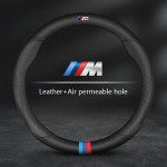 For BMW Car Steering Wheel Cover M X1 X3 X5 X6 G20 G30 E39 E46 E87 E90 E92 F10 F15 F30 Carbon fiber Suede Leather Accessories M Black