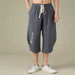 Meeste p&uuml;ksid, pikad puuvillased linased vabad sirged vabaaja p&uuml;ksid, suur suurus 9XL hall