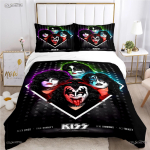 Kiss Band Rockmuusika Aastaringselt Tekikate Tekk Voodipesukomplekt Pehme Tekikate Ja Padjap&uuml;&uuml;rid Teismeline &Uuml;he-/Kahekohaline/Queen/King EU Single(135*200cm)3pcs