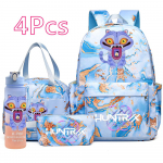 4 tk/komplekt Multikas K-Pop tr&uuml;kiga Seljakott K&auml;ekott Pennikarp 750 ml veepudeliga Teismelisele Poisile T&uuml;drukule Koolikott Suure Mahutavusega Raamatukott Mochila