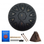 6-tollise terasest keeletrumm pulkadega, nootide kleebised, alus, 11 nooti, meditatsioon, jooga, heliteraapia, k&auml;epannitrumm, muusikaline l&ouml;&ouml;kpill lilla