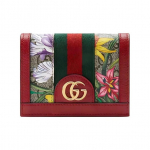 GUCCI Ophidia Lilleprindiga Vintage Logo Triip Webbing L&uuml;hike Klapp L&otilde;uend Nahk Rahakott Kaardihoidja Naiste Eebenipuu Punane Gift Box Set (Basic Set + Original Box) eebenmust/punane