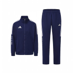 Adidas Poks 3-triibuga Klassikaline Retro Sirgete S&auml;&auml;ristega P&uuml;ksid Jakk Kaheosaline Vabaaja Spordidress Unisex &uuml;likond Tume-Sinine TR30JR1BX-DBW+TR30PR1BX-DBW S
