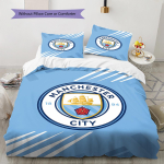 Manchester City FC Pulsi muster Voodipesu, Tekikomplekt Tekikate Padjap&uuml;&uuml;r Kodu S&uuml;nnip&auml;evakingitus (1 * tekikott + 2 * padjap&uuml;&uuml;ri, ilma s&uuml;damikuta) 135x200cm
