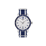 TISSOT Spordikollektsioon Kvartsliikumine 100m Veekindlus Meeste K&auml;ekell 40mm Valge sihverplaadi Roostevabast terasest korpus T095.410.17.037.01 Silver White Strap